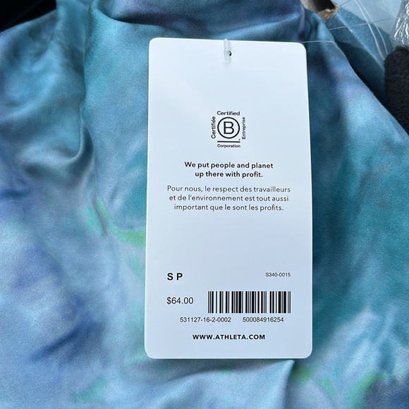 ATHLETA Conscious Crop Printed Bra A-C, Solarize Chrome Blue NWT - Picture 4 of 12